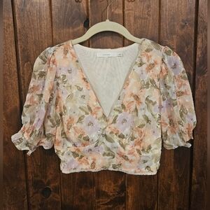 LUSH Pastel Floral Boho Crop Top size small